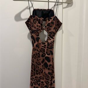 SHEIN Brown and Black Animal Print Mini Dress